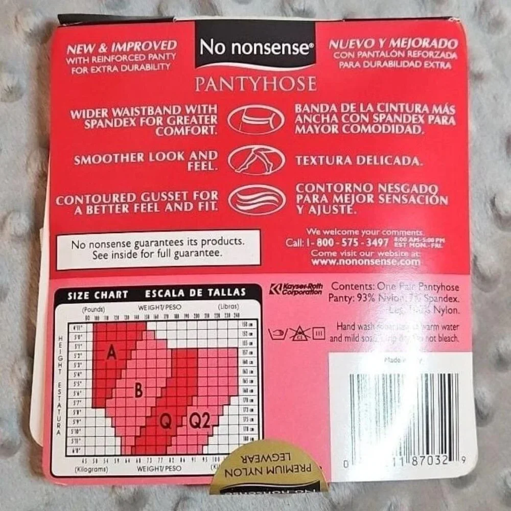 No‎ Nonsense Regular Nylon Spandex Pantyhose, Off White, Size B Formal Princess